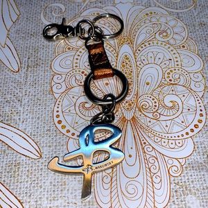 B Makowsky key chain large B leather and clip